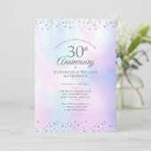 30e jubileum foto parel harten confetti kaart (Staand voorkant)