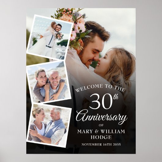 30e Jubileum Fotocollage Welkomstbord Poster (Voorkant)