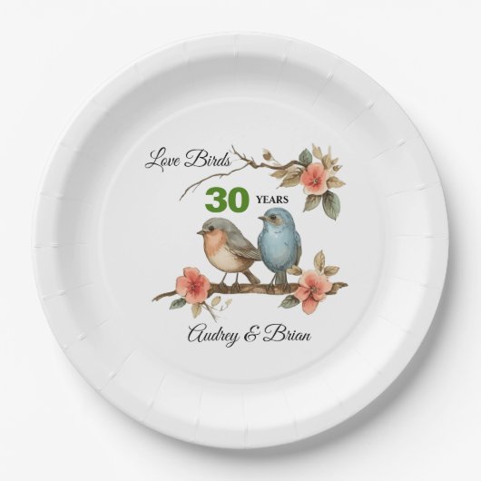 30e Jubileum gepersonaliseerd Papieren Bordje (Voorkant)