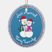 30e Jubileum Gift Fun Snow Paar Keramisch Ornament (Links)