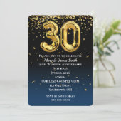 30e Jubileum Gold Balloons Confetti Uitnodiging (Staand voorkant)
