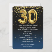 30e Jubileum Gold Balloons Confetti Uitnodiging (Voorkant)