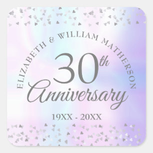 30e jubileum Harten Confetti Parel Vierkante Sticker