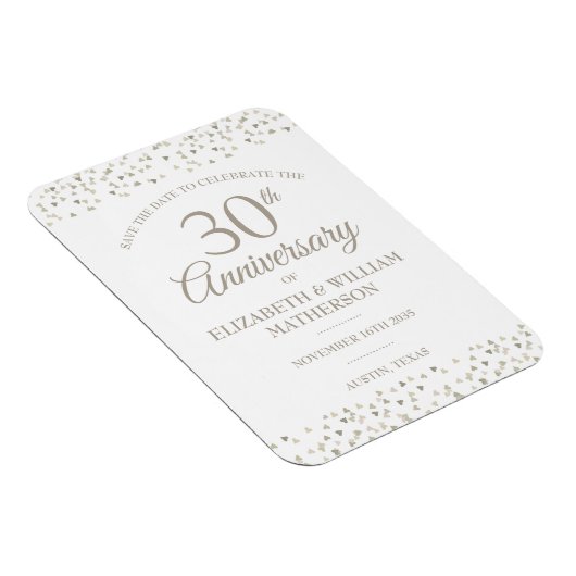 30e Jubileum Opslaan Datum Hartelijk Confetti Magneet (Rechterzijde)