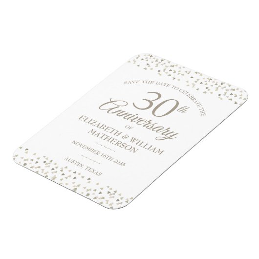30e Jubileum Opslaan Datum Hartelijk Confetti Magneet (Linkerzijde)