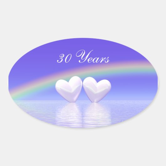 30e Jubileum Parelharten Ovale Sticker (Voorkant)