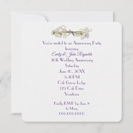 30e Jubileum Partij Lavendel Krans Kaart (Achterkant)