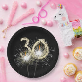 30e Jubileum-partij op zwarte reservekoppen Papieren Bordje (Feest)