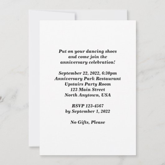 30e Jubileum partij-uitnodigingpaarden Kaart (Achterkant)