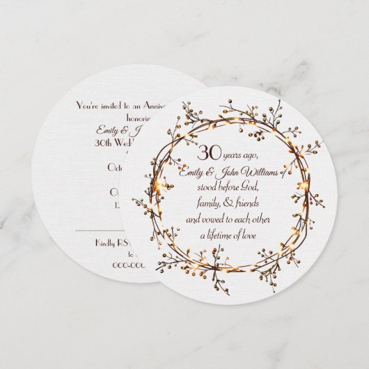 30e Jubileum Party Gloeiende Autumn Berry Krans Kaart (Voorkant / Achterkant)