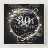 30e Jubileum Pearl Bliss Vierkante Klok (Voorkant)