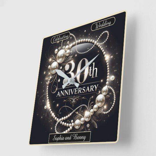 30e Jubileum Pearl Bliss Vierkante Klok (Hoek)