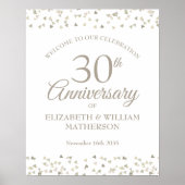 30e Jubileum Pearl Love Hearts Welcome Sign Poster (Voorkant)