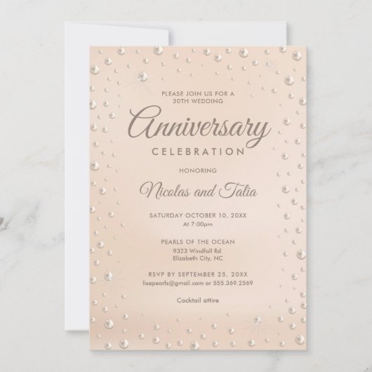 30e Jubileum Pearl-uitnodiging Kaart (Voorkant)
