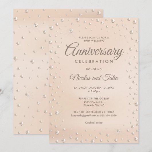 30e Jubileum Pearl-uitnodiging Kaart (Voorkant / Achterkant)