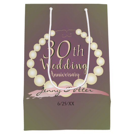 30e Jubileum Pearls op Plum Moss Medium Cadeauzakje (Achterkant)
