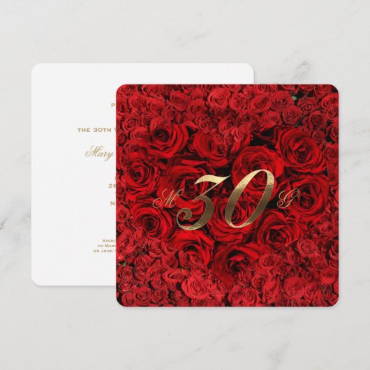 30e Jubileum Rood rozen Hart Elegant I Kaart (Voorkant / Achterkant)