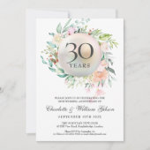 30e Jubileum Rozen Floral Pearl Foto Kaart (Voorkant)