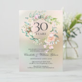 30e Jubileum Rozen Floral Pearl Kaart (Staand voorkant)