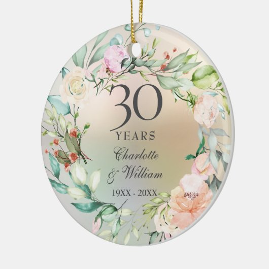 30e Jubileum Rozen Garland Pearl Keramisch Ornament (Links)