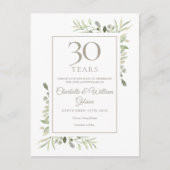 30e jubileum Save the Date Aquarel Groen Aankondigingskaart (Voorkant)