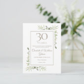 30e jubileum Save the Date Aquarel Groen Aankondigingskaart (Staand voorkant)