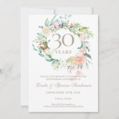 30e Jubileum Save the Date Pearl Floral Rozen Kaart (Voorkant)