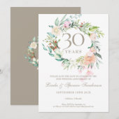 30e Jubileum Save the Date Pearl Floral Rozen Kaart (Voorkant / Achterkant)
