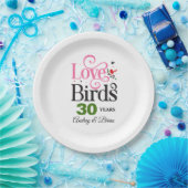 30e Jubileum Tortelduifjes Gepersonaliseerd Papieren Bordje (Feest)