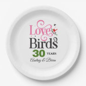 30e Jubileum Tortelduifjes Gepersonaliseerd Papieren Bordje (Voorkant)