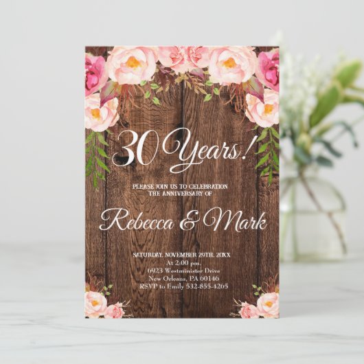30e Jubileum uitnodiging, bruiloft Jubileum Kaart (Staand voorkant)