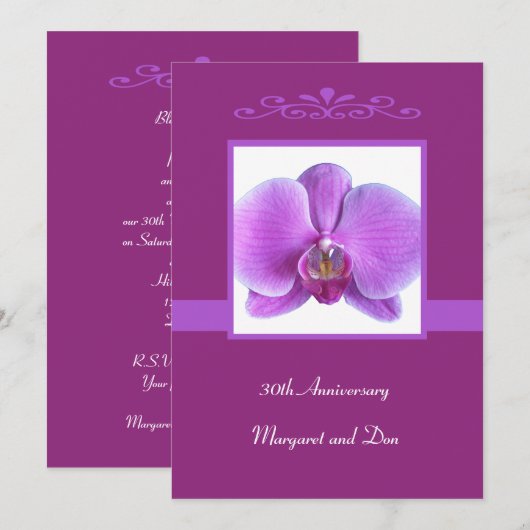 30e Jubileum Uitnodigingsorchidee Kaart (Voorkant / Achterkant)