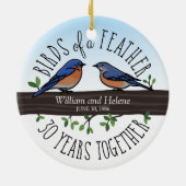 30e Jubileum van de bruiloft, Blauwvogels van een  Keramisch Ornament (Achterkant)