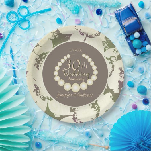 30e Jubileum van de prachtige Floral Papieren Bordje (Feest)