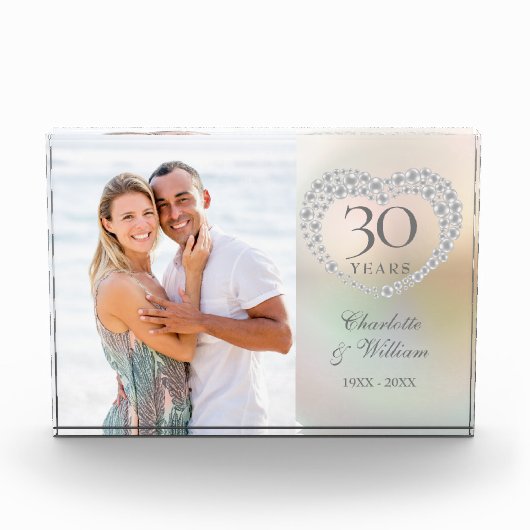 30e Jubileum voor bruiloft Elegant Pearl Heart Fotoblokken (Voorkant)