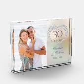 30e Jubileum voor bruiloft Elegant Pearl Heart Fotoblokken (Links)