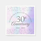 30e Jubileum voor bruiloft Parelharten Confetti Servet (Voorkant)