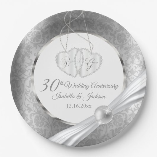 30e Jubileum voor bruiloft - Pearl en Silver Papieren Bordje (Voorkant)