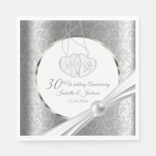 30e Jubileum voor bruiloft - Pearl en Silver Servet (Voorkant)