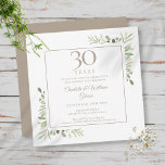 30e Jubileum voor bruiloft Pearl Greenery Floral Kaart<br><div class="desc">Met delicate waterverf bladeren,  kan deze uitnodiging voor het vieren van de kerkdag gepersonaliseerd worden met speciale informatie over de viering van dertig jaar,  met een paarse achtergrond aan de andere kant. Ontworpen door: Thisnotme©</div>