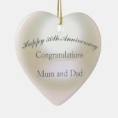 30e Jubileum voor bruiloft Pearl Heart Keramisch Ornament (Rechts)