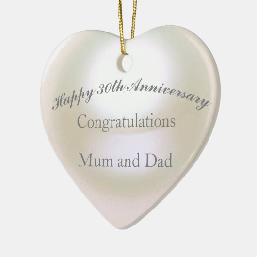 30e Jubileum voor bruiloft Pearl Heart Keramisch Ornament (Links)