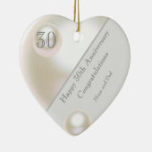 30e Jubileum voor bruiloft Pearl Heart Keramisch Ornament (Rechts)