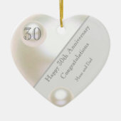 30e Jubileum voor bruiloft Pearl Heart Keramisch Ornament (Voorkant)