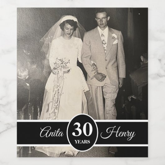 30e Jubileum voor bruiloft Wijn Etiket (Enkel label)