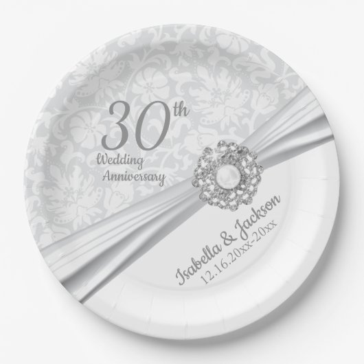 30e Jubileum voor het joodshuwelijk in Pearl Papieren Bordje (Voorkant)
