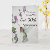 30e Jubileum voor mijn vrouw  kolibrie Kaart (Gele Bloem)