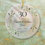 30e Jubileum Waterverf Grieks parel Keramisch Ornament<br><div class="desc">30e trouwdag met een delicaat botanische waterverf laat dat lijst je feestelijke boodschap op een mooie parel zien. Ontworpen door: Thisnotme©</div>