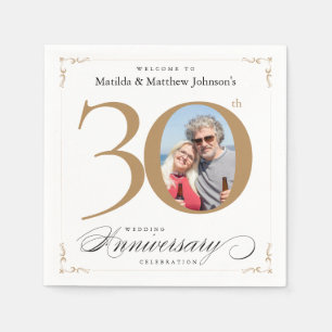 30e Jubileum White Gold Calligraphy Classy Servet