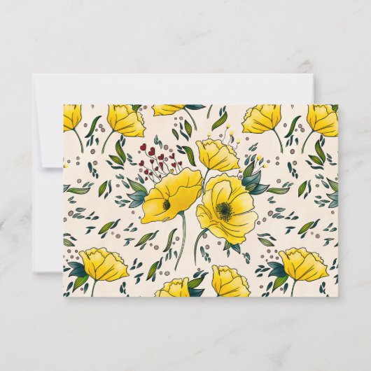 30e klaprozen bloemengele bloemen papaver modern bedankkaart (Achterkant)